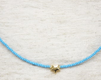 Collier étoile - collier de souhaits - colliers pour femme - collier de perles - collier délicat - cadeau pour elle - bijoux célestes-bijoux de voeux de Pâques