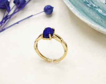 Lapis Lazuli Gemstone Ring: Adjustable Boho Jewelry