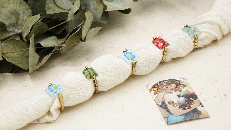 Rings for Women Murano Glass Ring Boho Ring Floral Ring Whimsical Jewelry Dainty Ring Flower Ring Gemstone Ring