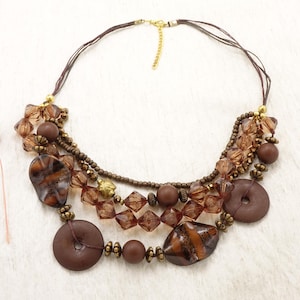 Dikke kralenketting - cadeau voor haar - boho chic ketting - tribale sieraden - kettingen voor vrouwen - kralenketting - handgemaakte sieraden