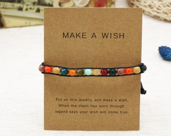 Pulsera de deseo de piedra de nacimiento-Pulsera con cuentas - Pulsera Boho - Pulsera de amistad-Regalo para su mujer - Regalos de mejor amiga - Pulseras para mujeres