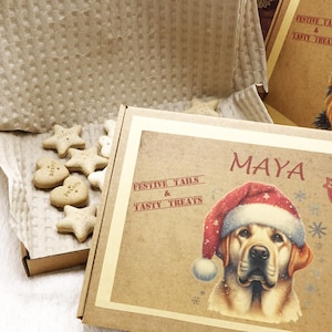 Dog Christmas Gift -Personalized Box Of Dog Treats - Dog Xmas Gift Box - Puppy Treats - Doggy Christmas Present- Doggy Treats image 1