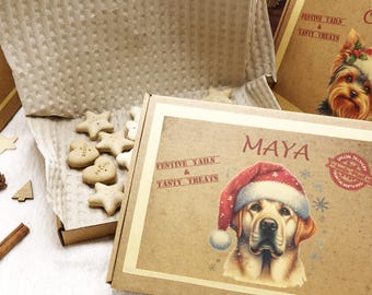 Dog Christmas Gift -Personalized Box Of Dog Treats - Dog Xmas Gift Box - Puppy Treats - Doggy Christmas Present- Doggy Treats