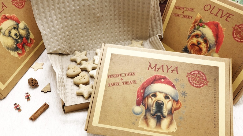 Dog Christmas Gift -Personalized Box Of Dog Treats - Dog Xmas Gift Box - Puppy Treats - Doggy Christmas Present- Doggy Treats image 1