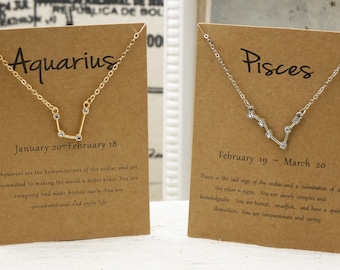 Zodiac Necklace - Cubic Zirconia Constellations Necklace - Zodiac Sign Gift - Star Signs Necklace - Astrology Necklace - Horoscope Jewellery
