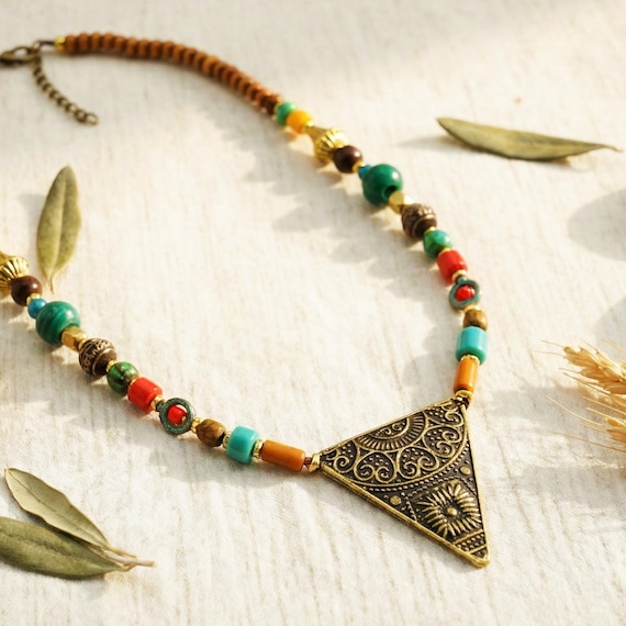 SKLife style design Set di collana e bracciale da donna, set di gioielli colorati con pietre preziose, regalo per donne, vera collana di perle in pietra naturale fatta a mano, stile boho