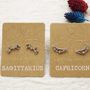 Zodiac Constellations Earrings - Star Signs Earring - Astrology Earring - Cubic Zirconia Earring - Horoscope-Celestial- Gift for her