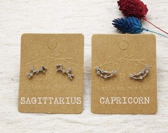 Zodiac Constellation Earrings: Cubic Zirconia Star Sign Earrings