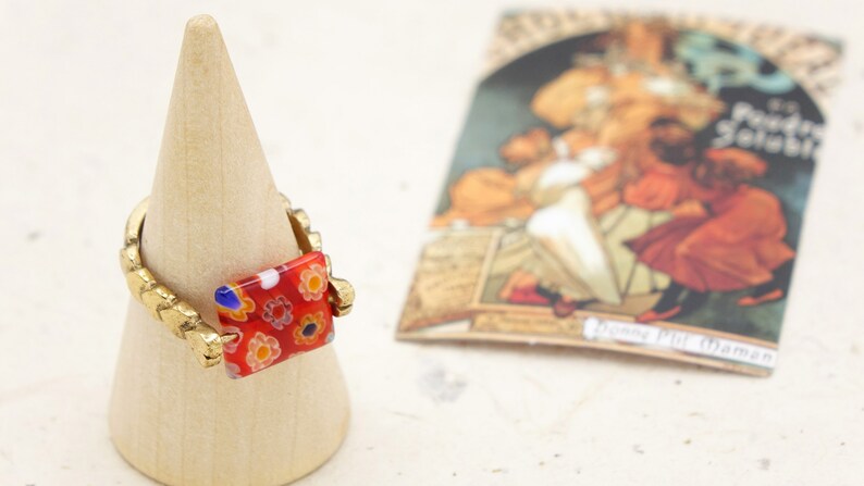 Rings for Women Murano Glass Ring Boho Ring Floral Ring Whimsical Jewelry Dainty Ring Flower Ring Gemstone Ring