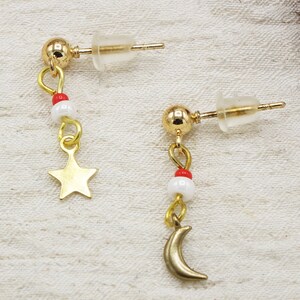 Star Moon Celestial Earring - Wish Star Earring - Boho Beaded Earring - Unique Earrings for Women - Gift for Her - Dainty Earring