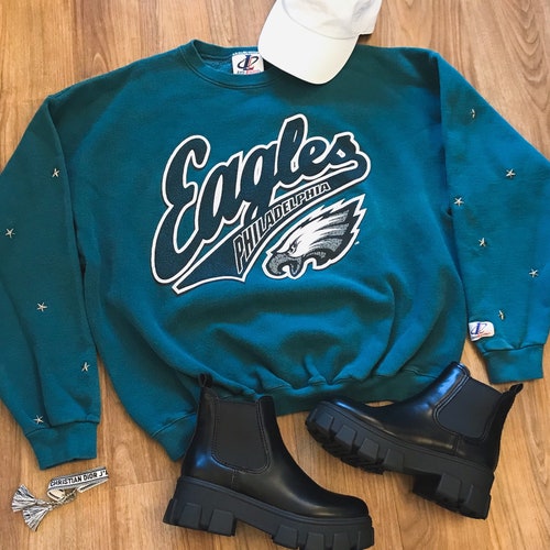 Star Studded Reworked Philly Gameday Tailgate Gear Adult Large Vintage Philadelphia Eagles Crewneck Sweatshirt
