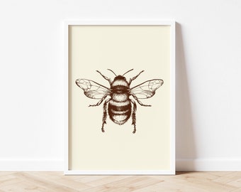 Bee Wall Art Print, Bumble Bee Print, Insect Wall Art, Gallery Wall, Wall Print