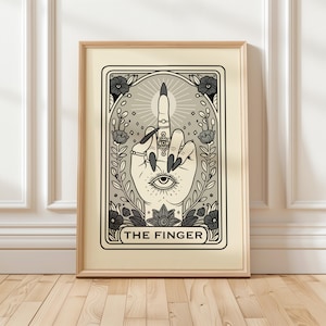 The Finger Tarot Print, Skeleton Wall Art, Tarot Art Print, Funny Gift, Gothic Home Decor, Boho, Wall Hangings, A5, A4, A3
