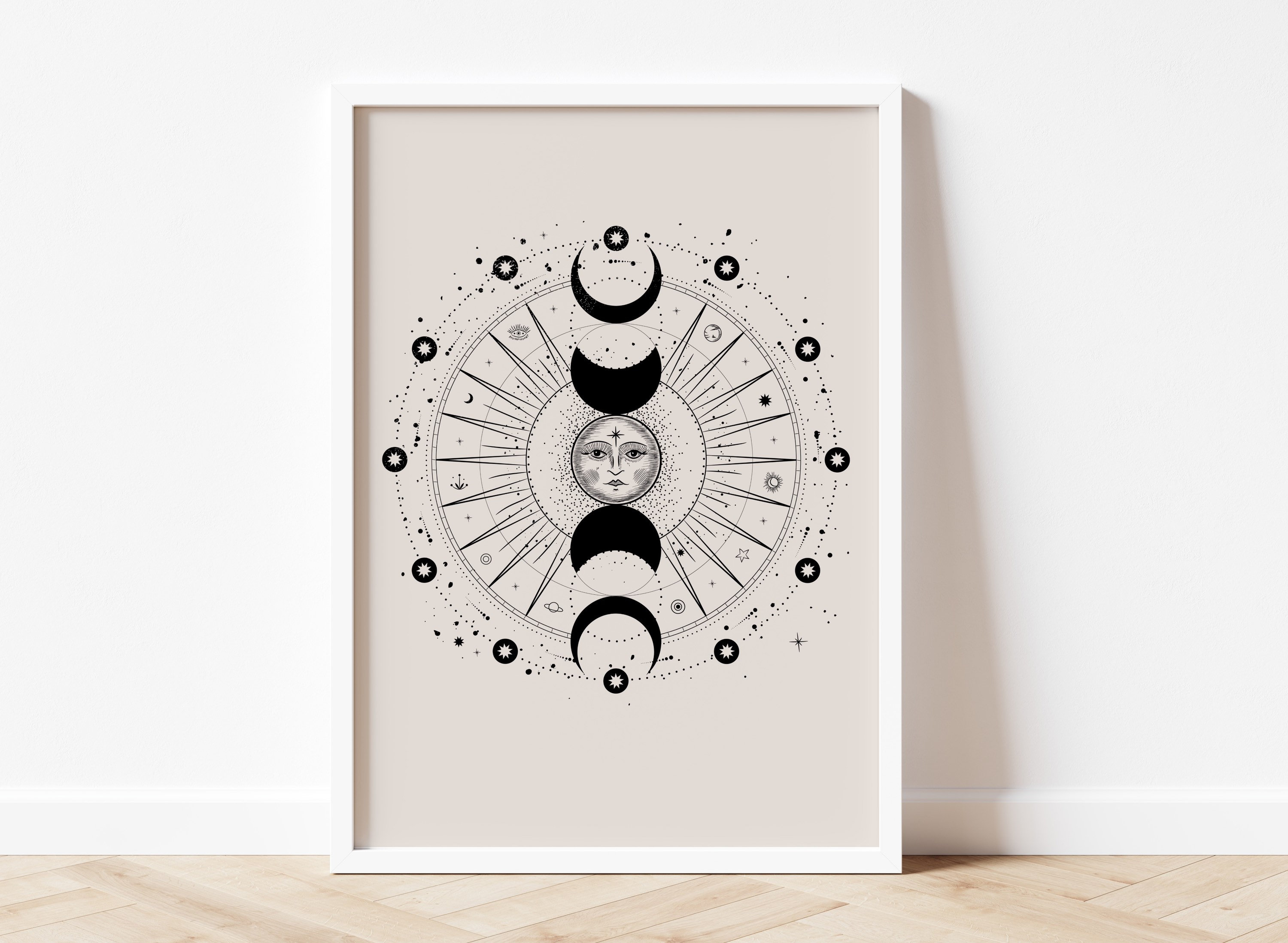 Moon Phases Art Print, Celestial Boho Decor - Etsy