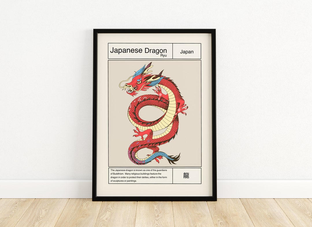 Japanese Dragon Wall Art, Japanese Print, Japan Poster, Home Decor