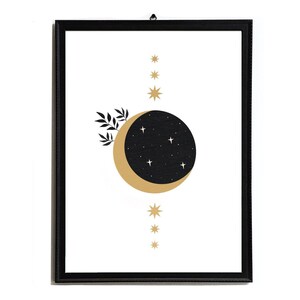 Moon and Stars Wall Art. Celestial Print. Moon Art Print. | Etsy