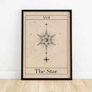 The Star Tarot Wall Art Print, Celestial Wall Art, Boho Decor, Boho Print, Neutral Wall Print, Tarot Print