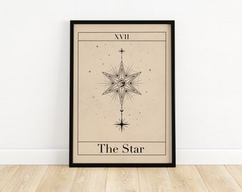 The Star Tarot Card Print, Celestial Boho Art