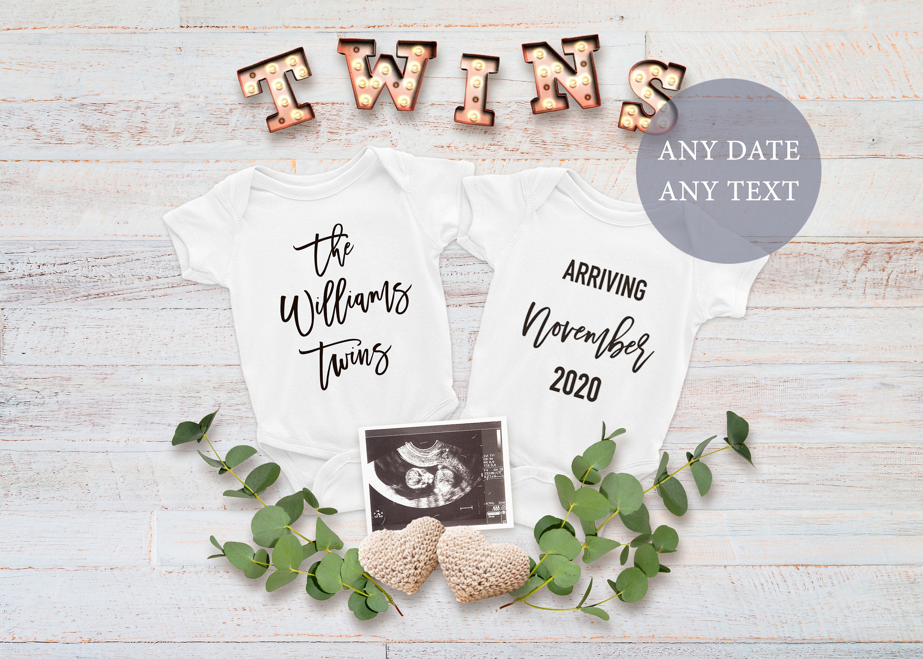 Twin Pregnancy Announcement Digital Personalized Twin birth Etsy