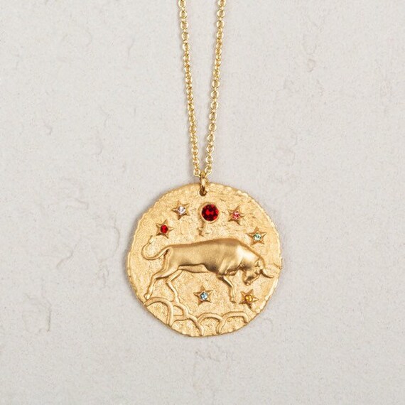 14k Gold Coated Silver Zodiac Sign Coin 