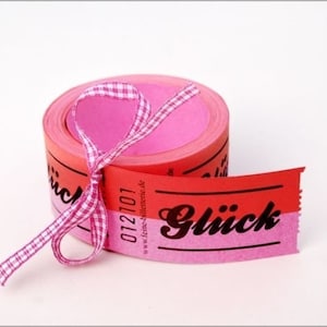 Lucky tickets GLÜCK (luck) pink, roll of 100
