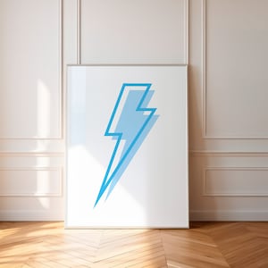 Lightning Bolt Print, Blue Preppy Wall Art, Blue Dorm Wall Decor, Trendy Room Poster, Aesthetic Digital Prints, Funky College Room Poster