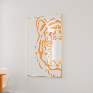 Preppy Tiger Poster, Feline Orange Wall Art, Tiger Wall Art, Tiger Digital Print, Dorm Room Decor, Animal Print, Preppy Art, Wild Cat Poster