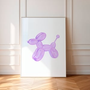 Lilac Preppy Druck Ballon Hund Wand Kunst College Wohnheim Poster Trendy Poster Druck Funky Yk2 Poster Wand Kunst Lila Poster Girly Room Decor