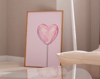 Pink Preppy Wall Art, Heart Lollipop Poster, Taylor Lover Wall Art, Sweet Candy Room Decor, Funky Teenager Wall Art, College Dorm Poster