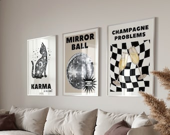 Taylor Song Set of 3 Prints, Mirrorball Poster, Midnights Album, Taylor Wall Art, Swiftie Merch, Girly Room Decor, College Dorm Poster