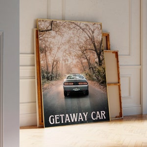 Getaway Auto Poster, Taylor Print, trendige ästhetische Wandkunst, Herbst Swiftie Merch, Retro Vintage Art Print, College Wohnheim Zimmer Poster