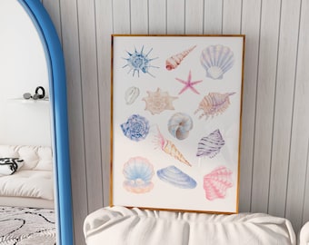 Coastal Cowgirl Print, Seashell Wall Art, Grandmother Printable Poster, Shell Surf Girly Prints, Beach House Prints, Ocean Dorm Room Decor