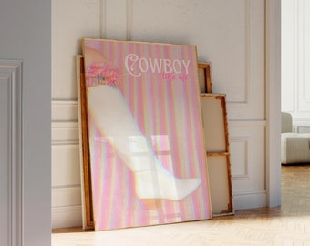 Cowboy Like Me Taylor Print, Evermore Album, Lyric Song Poster, Pink Preppy Room Decor, Swiftie Merch, Girly College Dorm Wall Art