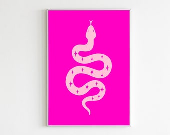 Pôster de cobra, arte de parede formal, decoração divertida de quarto, pôster formal rosa, arte de parede para impressão, arte de parede de adolescente, pôster de dormitório universitário, pôster moderno