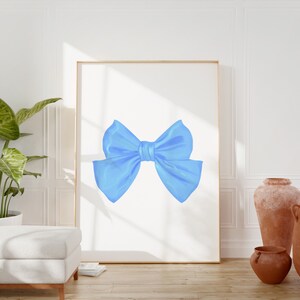 Blue Bow Print, Preppy Wall Art, Teen Apartment Poster, Printable Wall Art, College Dorm Room Decor, Aesthetic Poster Print, Girly Wall Art