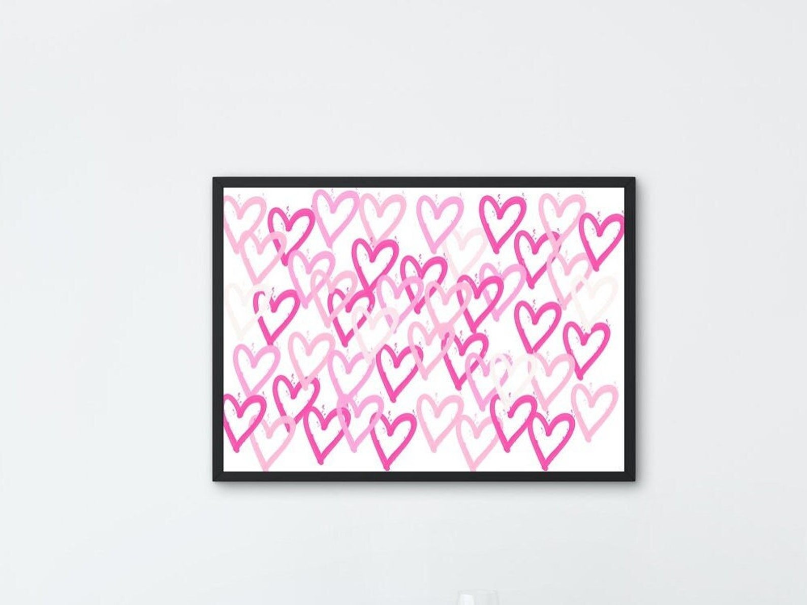 Pink Preppy Heart Wall Art Pink Abstract Art Printable Wall Etsy