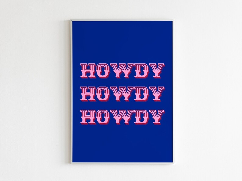 Howdy Printable Wall Art Preppy Wall Art Navy Blue Preppy Etsy
