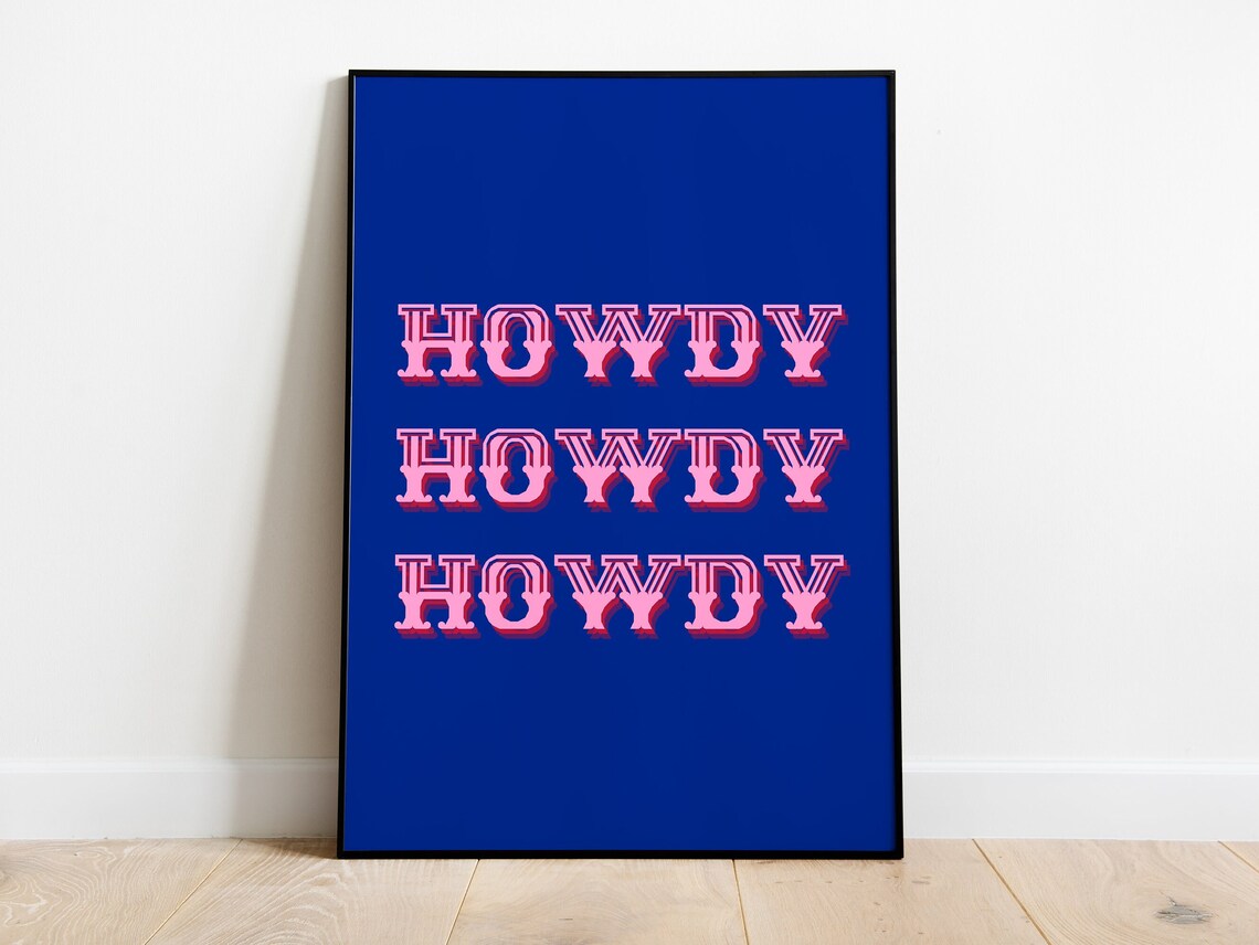 Howdy Printable Wall Art Preppy Wall Art Navy Blue Preppy - Etsy