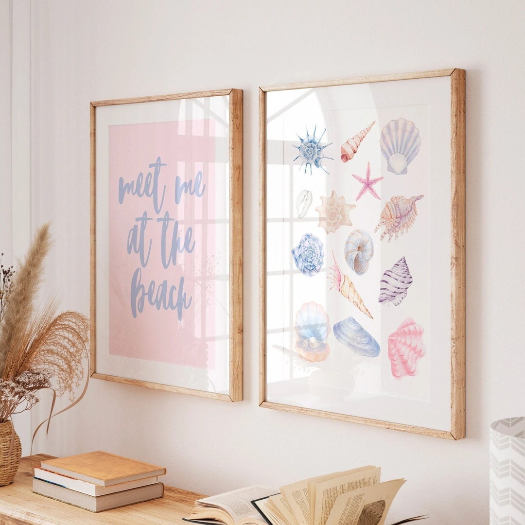 Coastal Cowgirl Wall Art, Seashell Print, Surfing Print Set of 2, Dorm ...