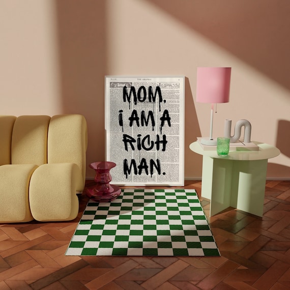 Mom I am a Rich Man Poster, Trendy Wall Art Prints, Maximalist Print, Retro Print, Vintage Wall Decor, Aesthetic Room Decor, Grunge Posters