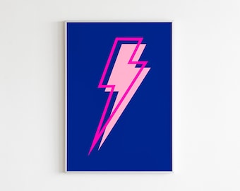 Navy Blue Lightning Bolt Poster, Preppy Wall Art, Dorm Room Decor, Preppy Poster, Dark Blue Wall Art, Teenager Wall Art, College Dorm Poster