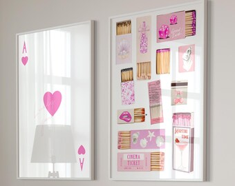Pink Matchbox Print, Retro Matches Poster, Ace Poster, Vintage Lucky Me Wall Art, College Dorm Poster, Funky Aesthetic Print for Apartment