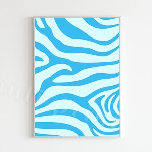 Preppy Zebra Poster, Blue Preppy Wall Art, Abstract Art, College Dorm Poster, Printable Wall Art, Teenager Room Decor, Animal Preppy Print