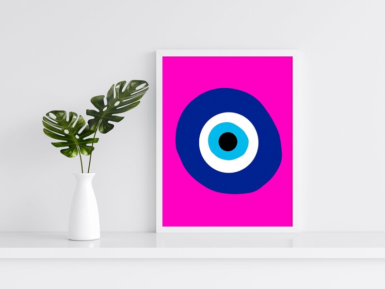 Pink Evil Eye Poster Preppy Wall Art Fun Room Decor Pink Etsy
