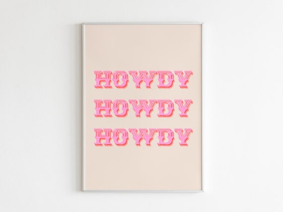 Howdy Printable Wall Art Preppy Wall Art Pink Preppy Poster 
