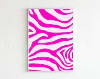 Pink Preppy Zebra Poster, Pink Preppy Wall Art, College Dorm Poster, Abstract Printable Wall Art, Teenager Room Decor, Animal Preppy Print