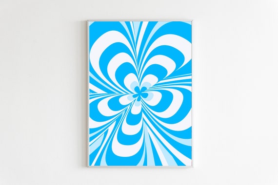 Wall Abstract Blue Room Blue Hypnotic Print Girls Denmark Poster, Art Dorm Decor, Etsy Flower Print, - Preppy Blue Poster, Wall Preppy Art, Preppy Print,