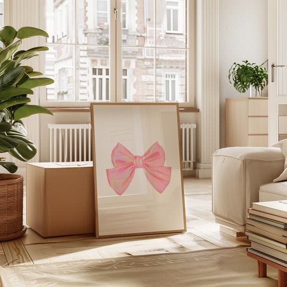 Set 3 Poster Con Fiocco Rosa – Decorazione Da Parete Preppy, Stile Pastello Per Camera Letto, Ragazze, Appartamento Universitario
