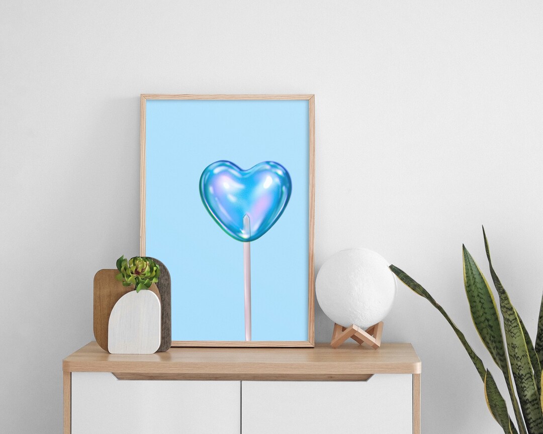 Abstrakte Wandkunst Rosa & Blau – Leinwand-Druck, Preppy Decor, Für Teenager-Zimmer, Wohnheim, Schlafzimmer