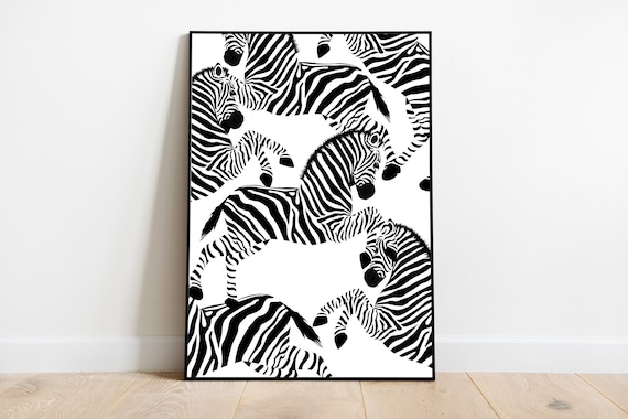 Zebra Poster, Preppy Wall Art, White Preppy Room Decor, Animal Poster, Printable Wall Art, Zebra Wall Art, College Dorm Poster Print